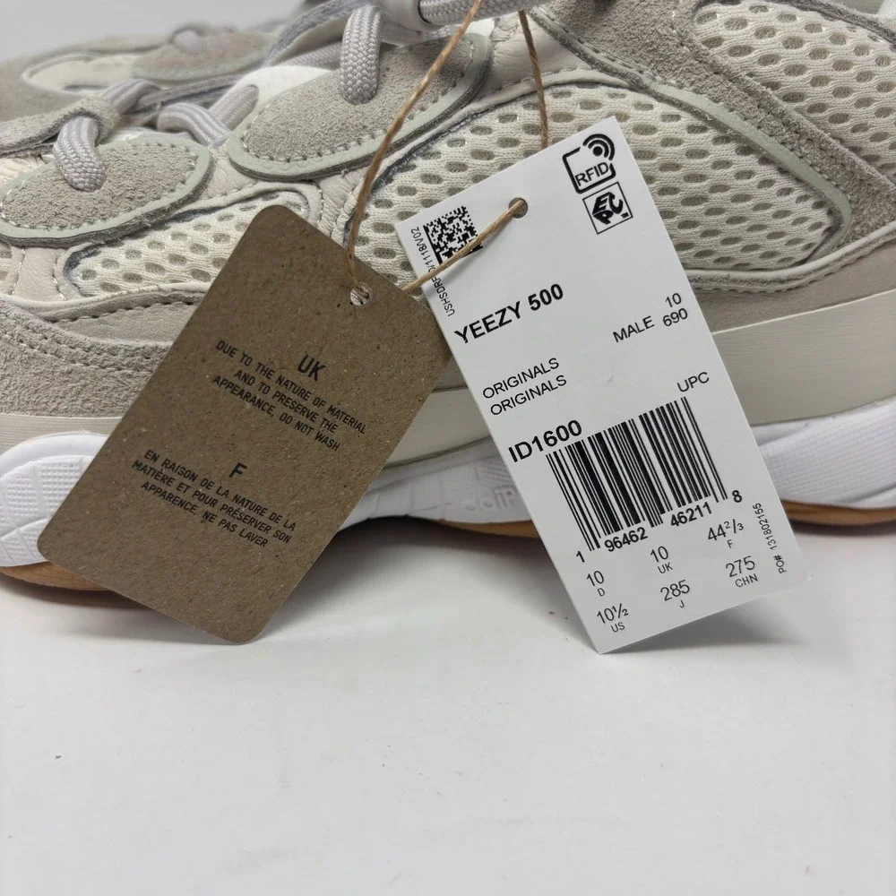 Adidas Yeezy 500 Stone Taupe Mens 10.5 Low Top Sneakers Gum Sole ID1600 NIB Read